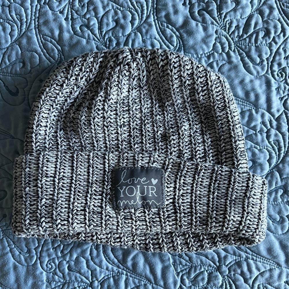 Love Your Melon beanie hat gray knit